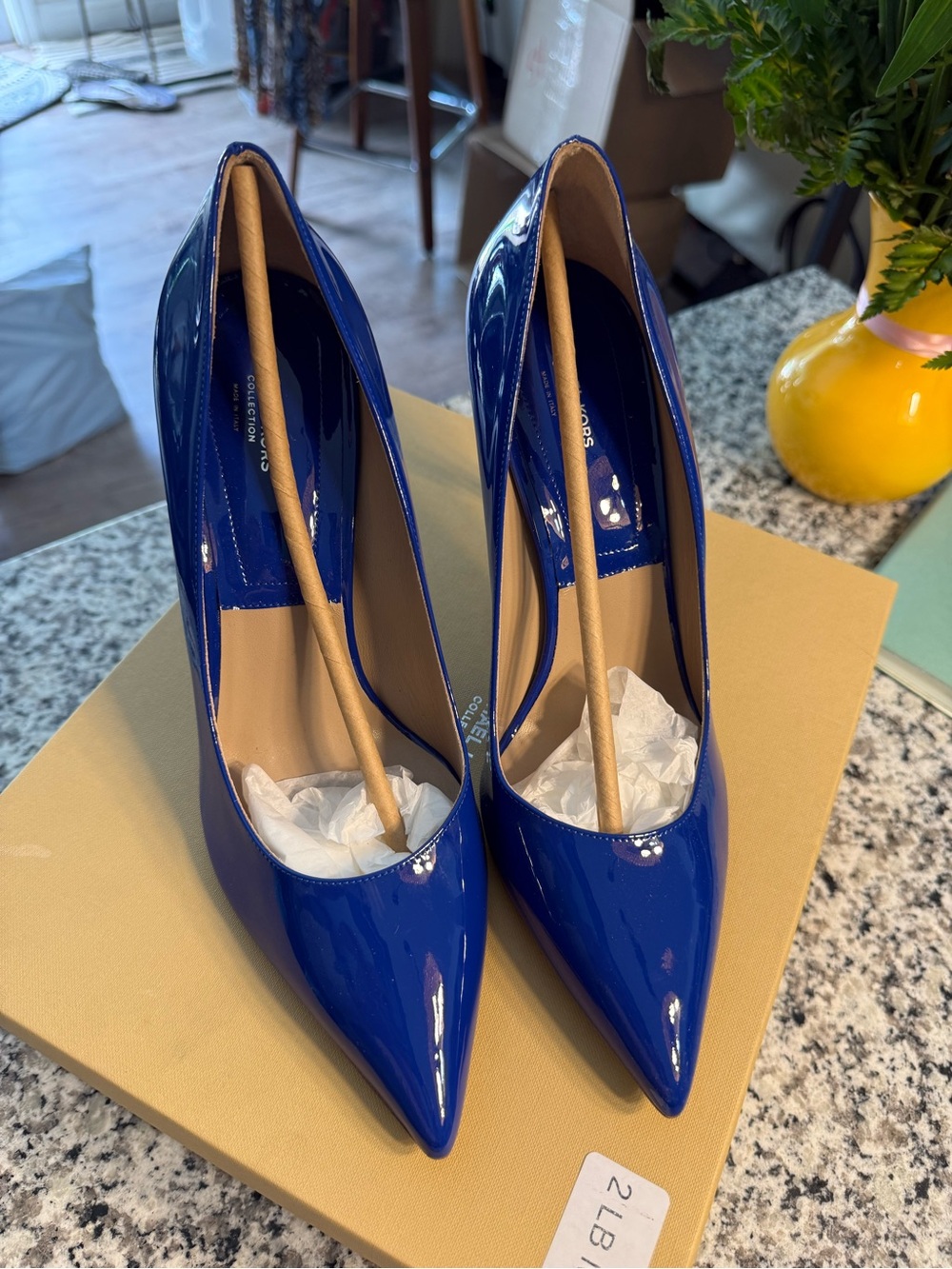 New Michael Kors Lapis Blue Patent Pointed-Toe Pumps - Picture 2 of 7